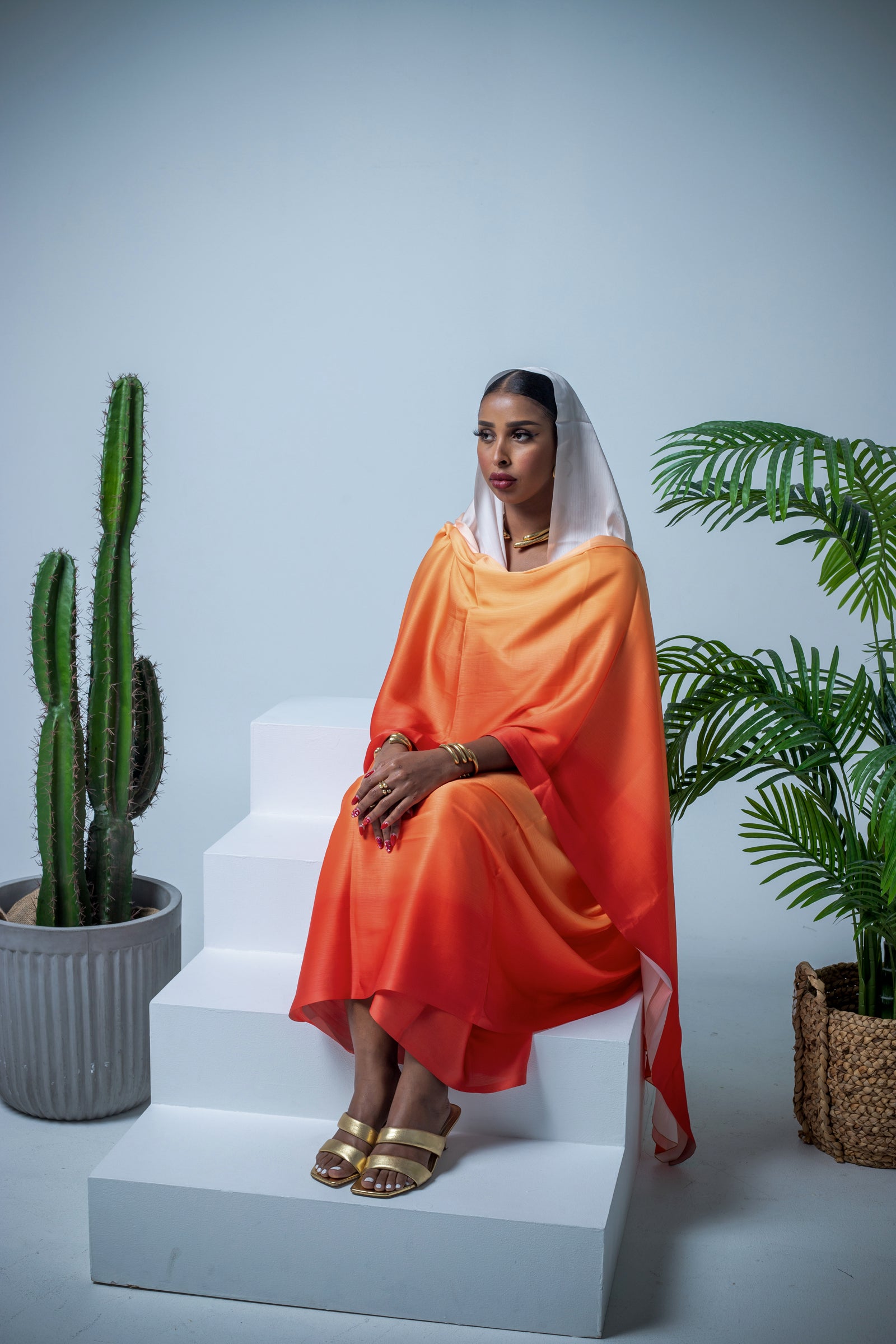 Hot ombre satin thoub