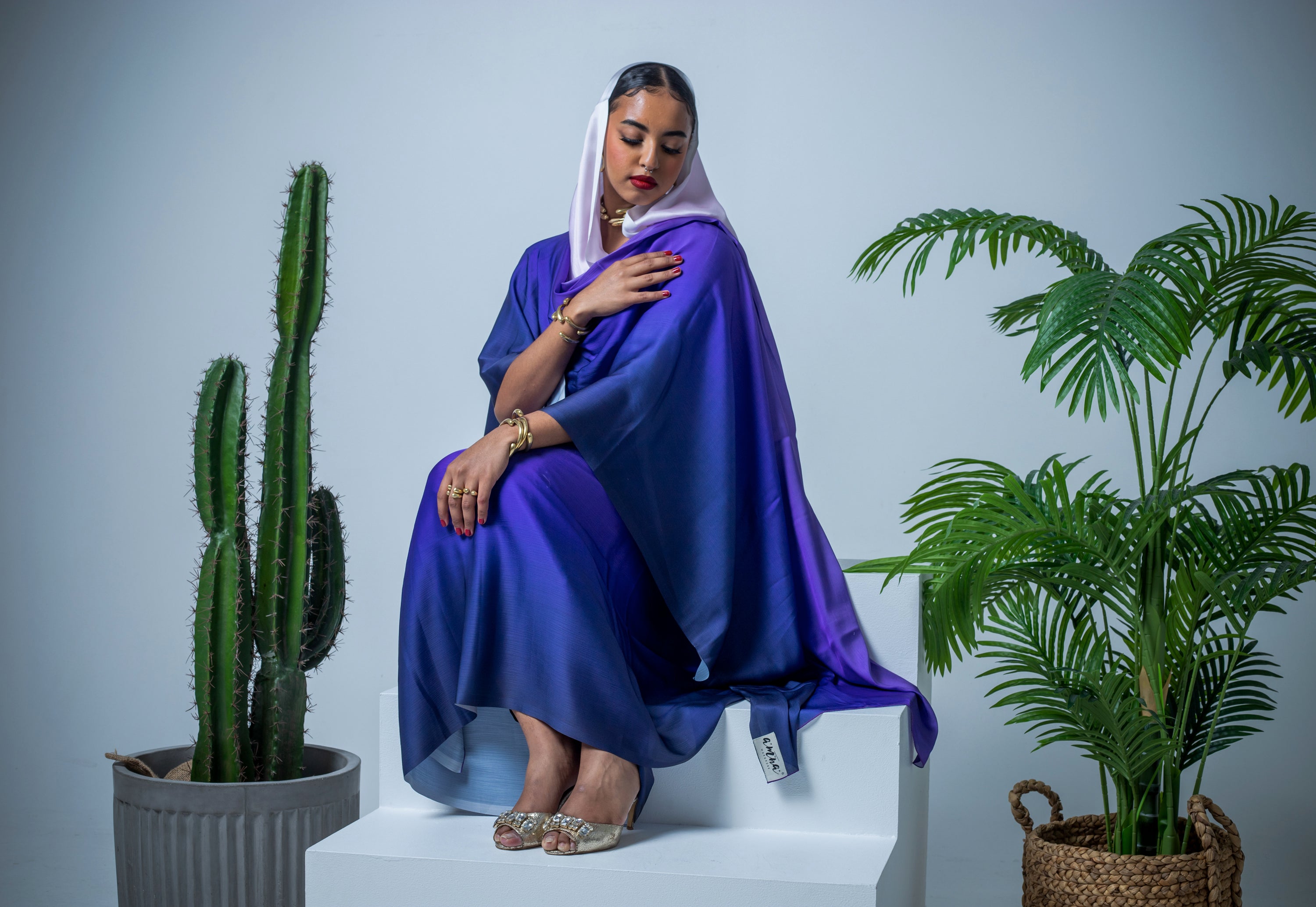 purple ombre satin thoub