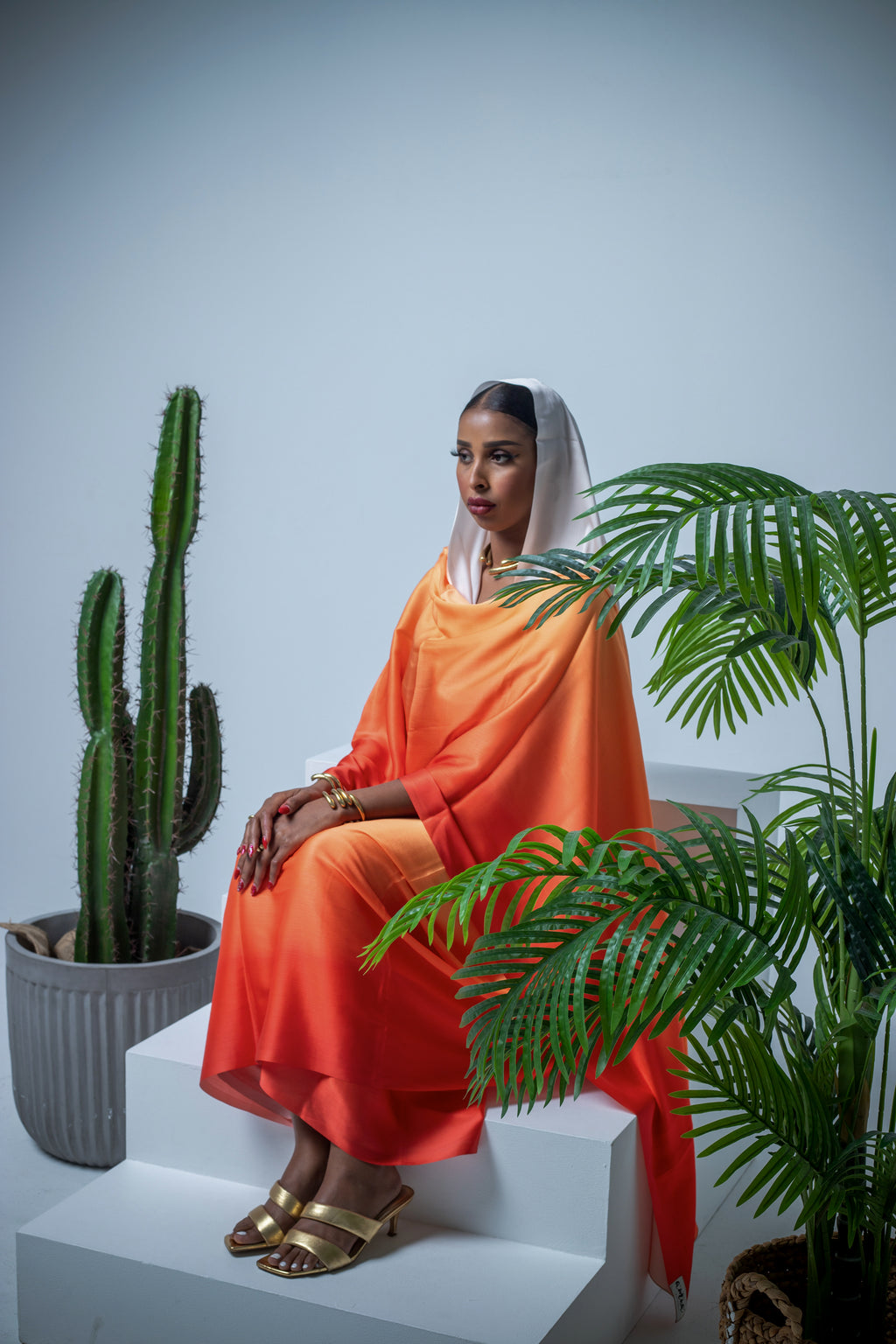 Hot ombre satin thoub