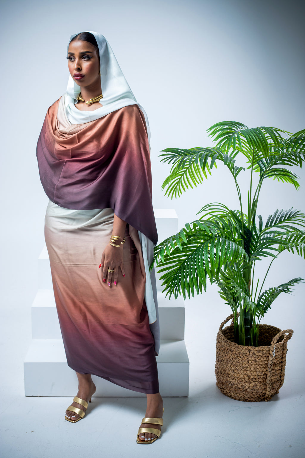 Combo dark ombre satin thoub