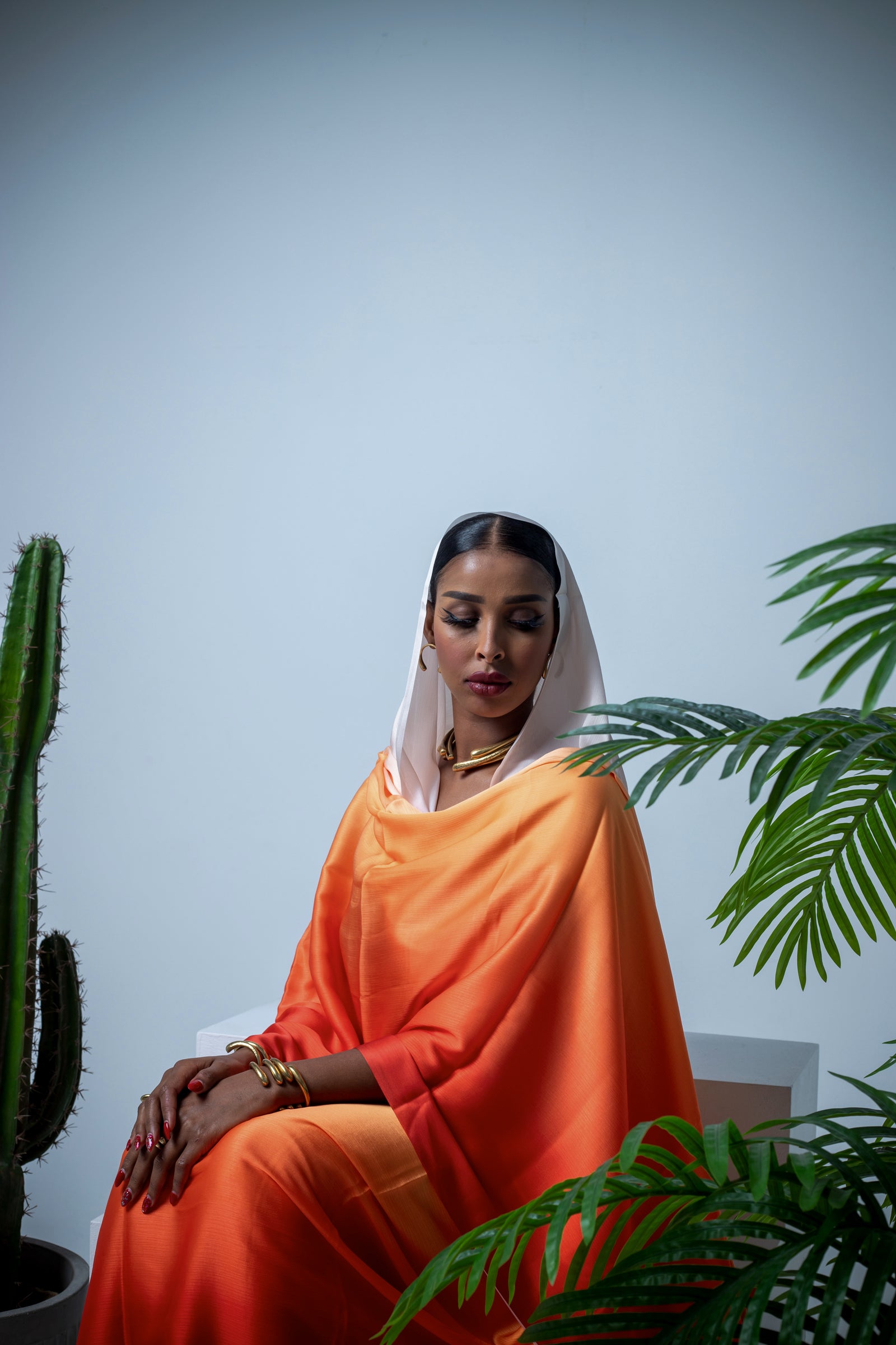 Hot ombre satin thoub