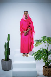 Hot pink ombre satin thoub