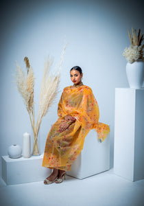 Orange Floral Thoub