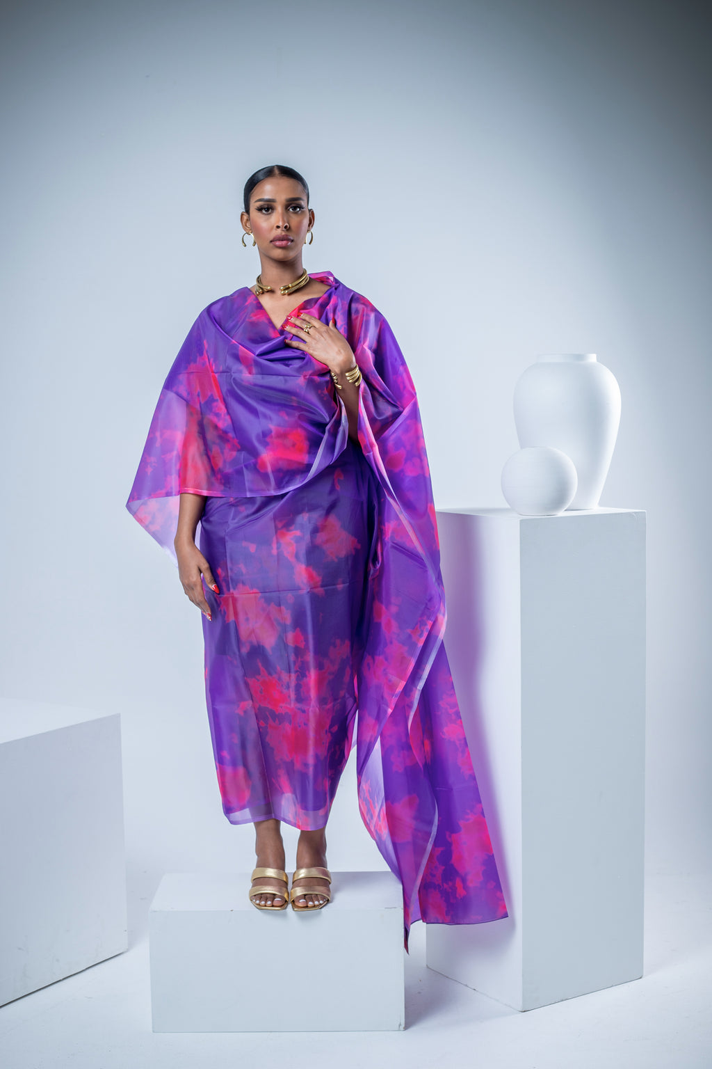 Purple-Pink Stain Thoub