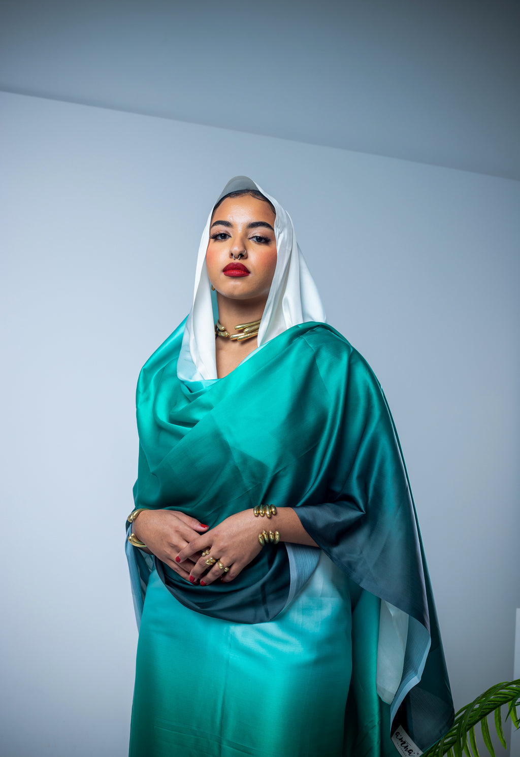 Ombre Turquoise satin thoub