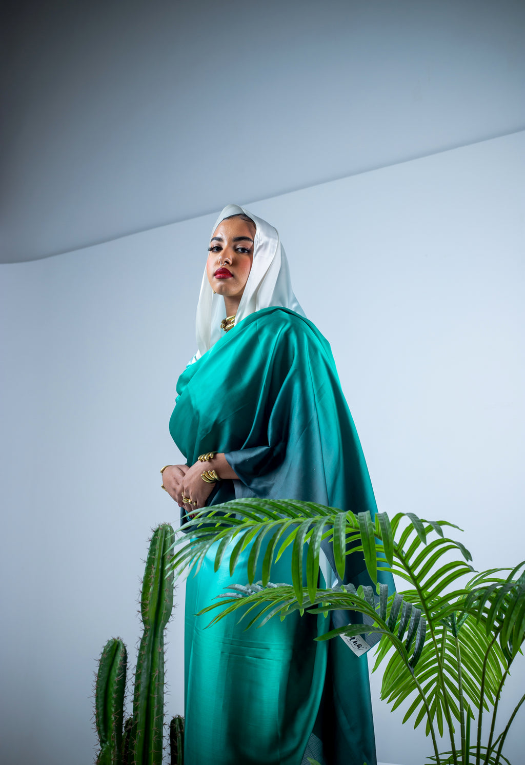 Ombre Turquoise satin thoub