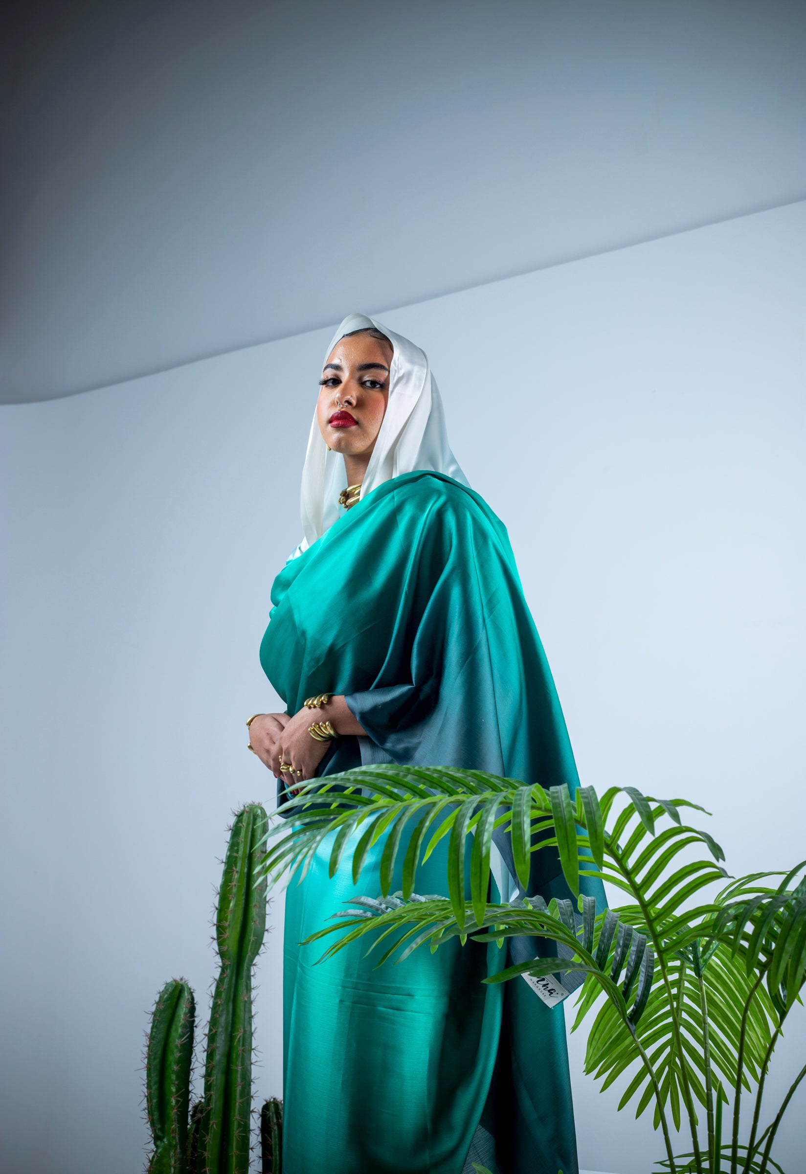 Ombre Turquoise satin thoub