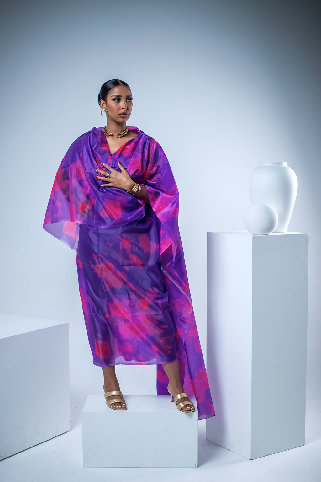 Purple-Pink Stain Thoub