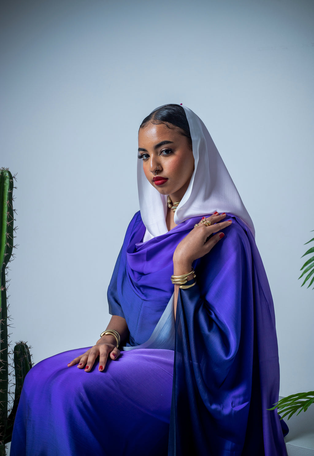 purple ombre satin thoub