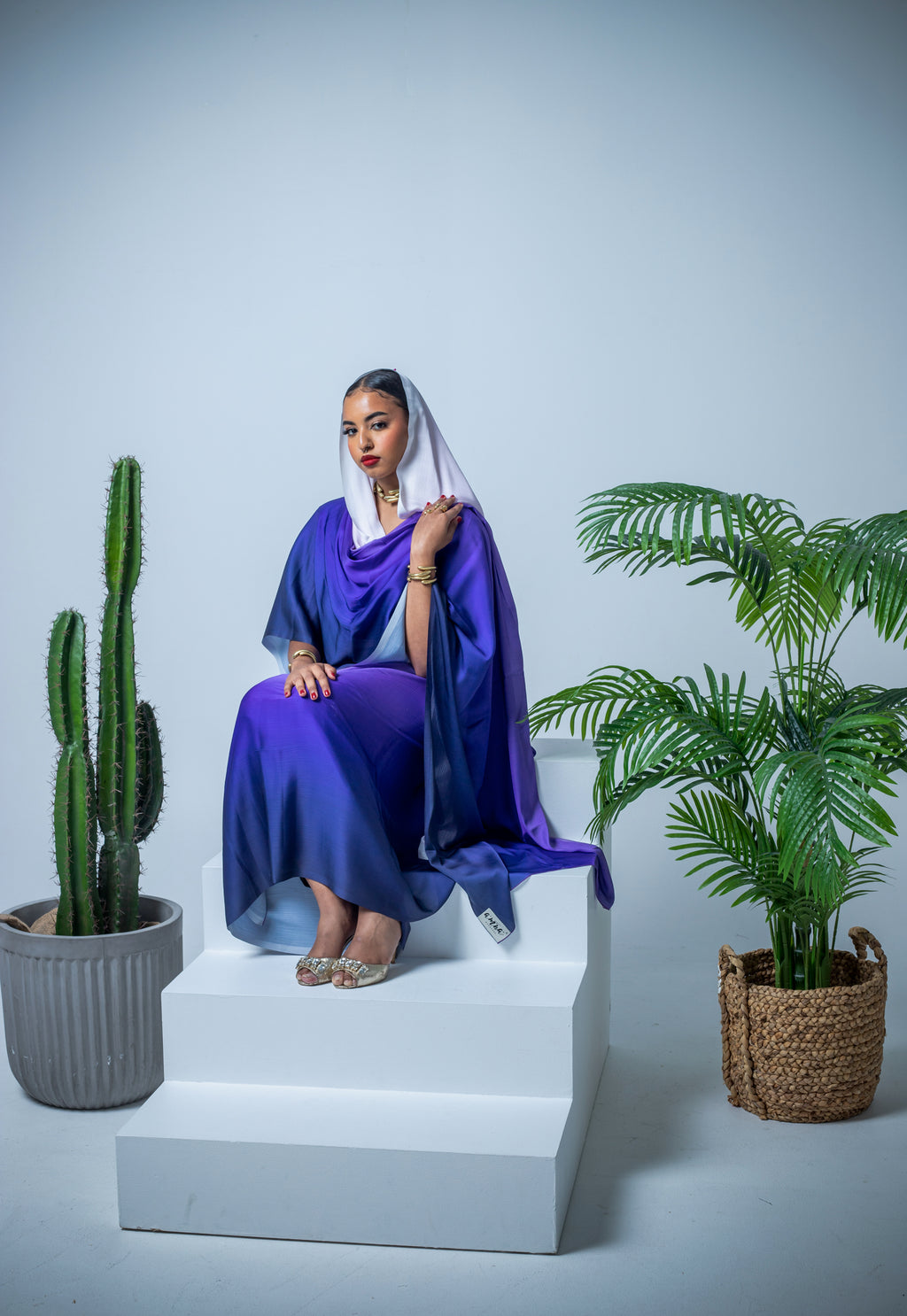 purple ombre satin thoub