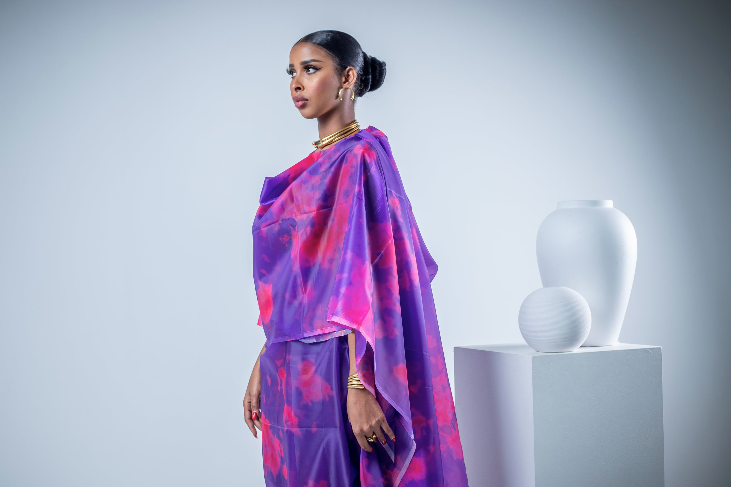 Purple-Pink Stain Thoub