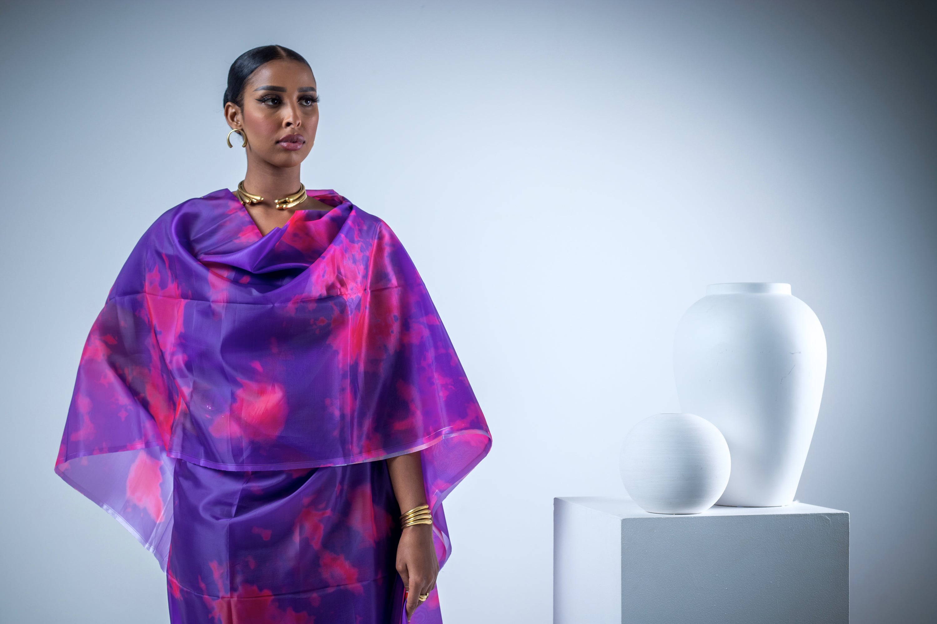 Purple-Pink Stain Thoub