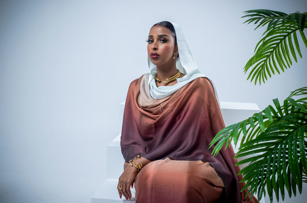 Combo dark ombre satin thoub