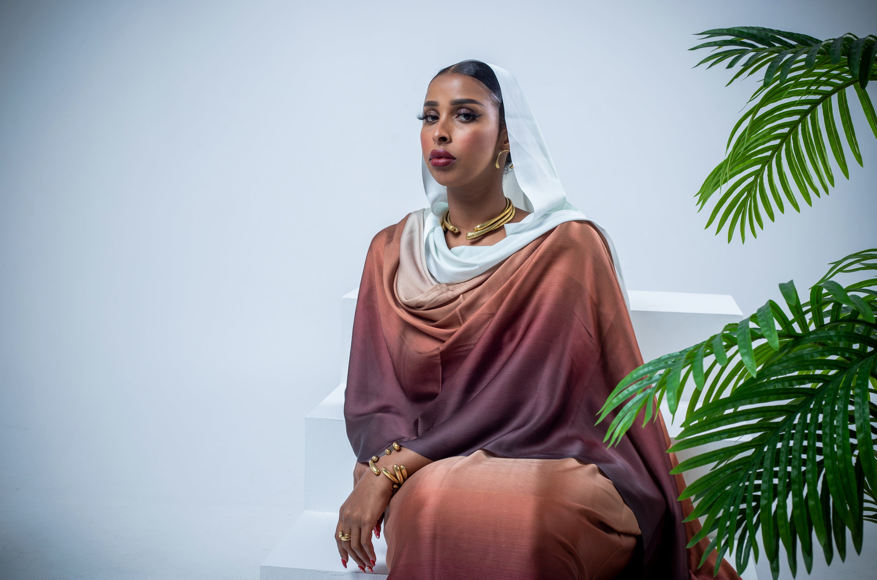 Combo dark ombre satin thoub