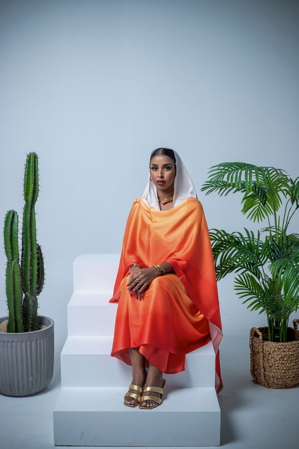 Hot ombre satin thoub