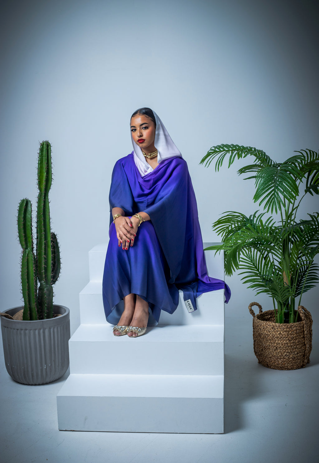 purple ombre satin thoub