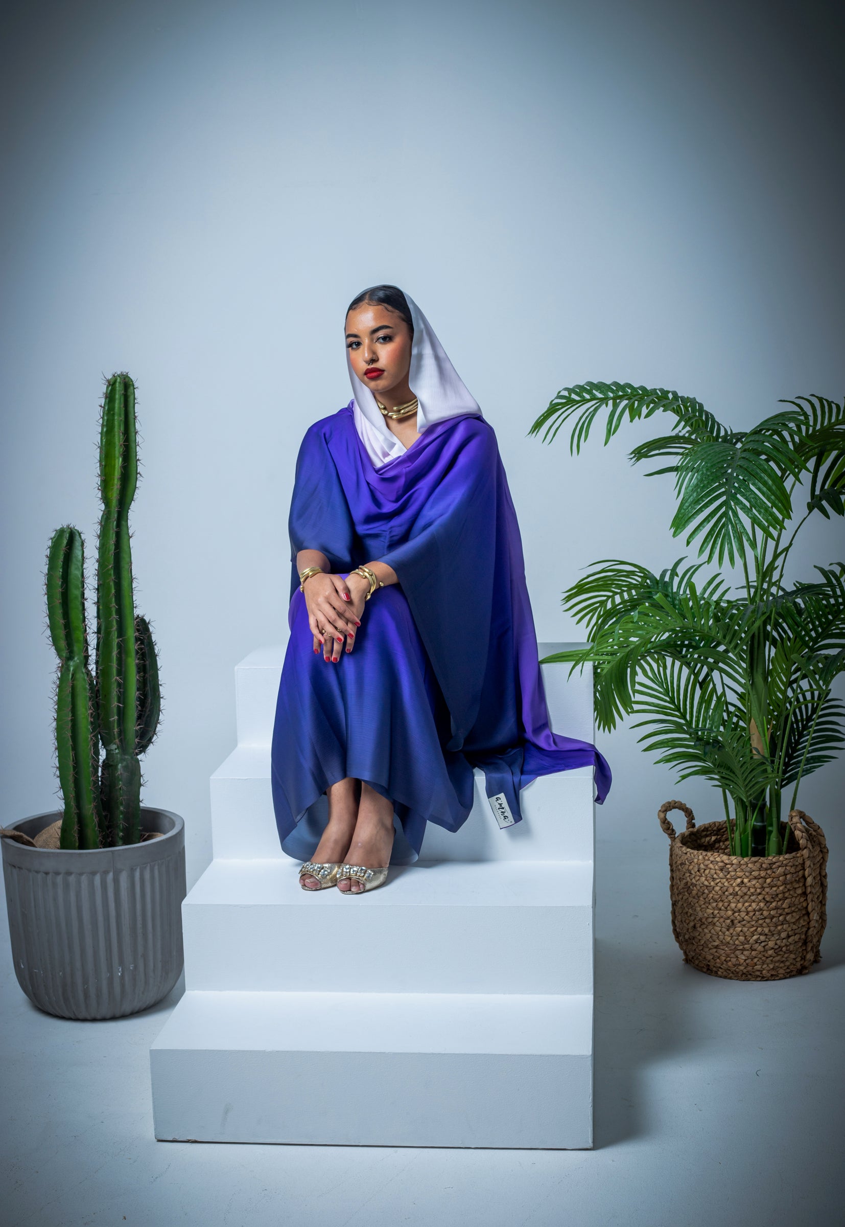 purple ombre satin thoub