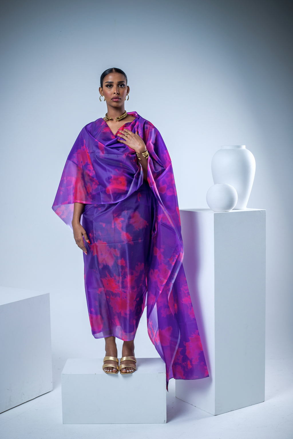 Purple-Pink Stain Thoub