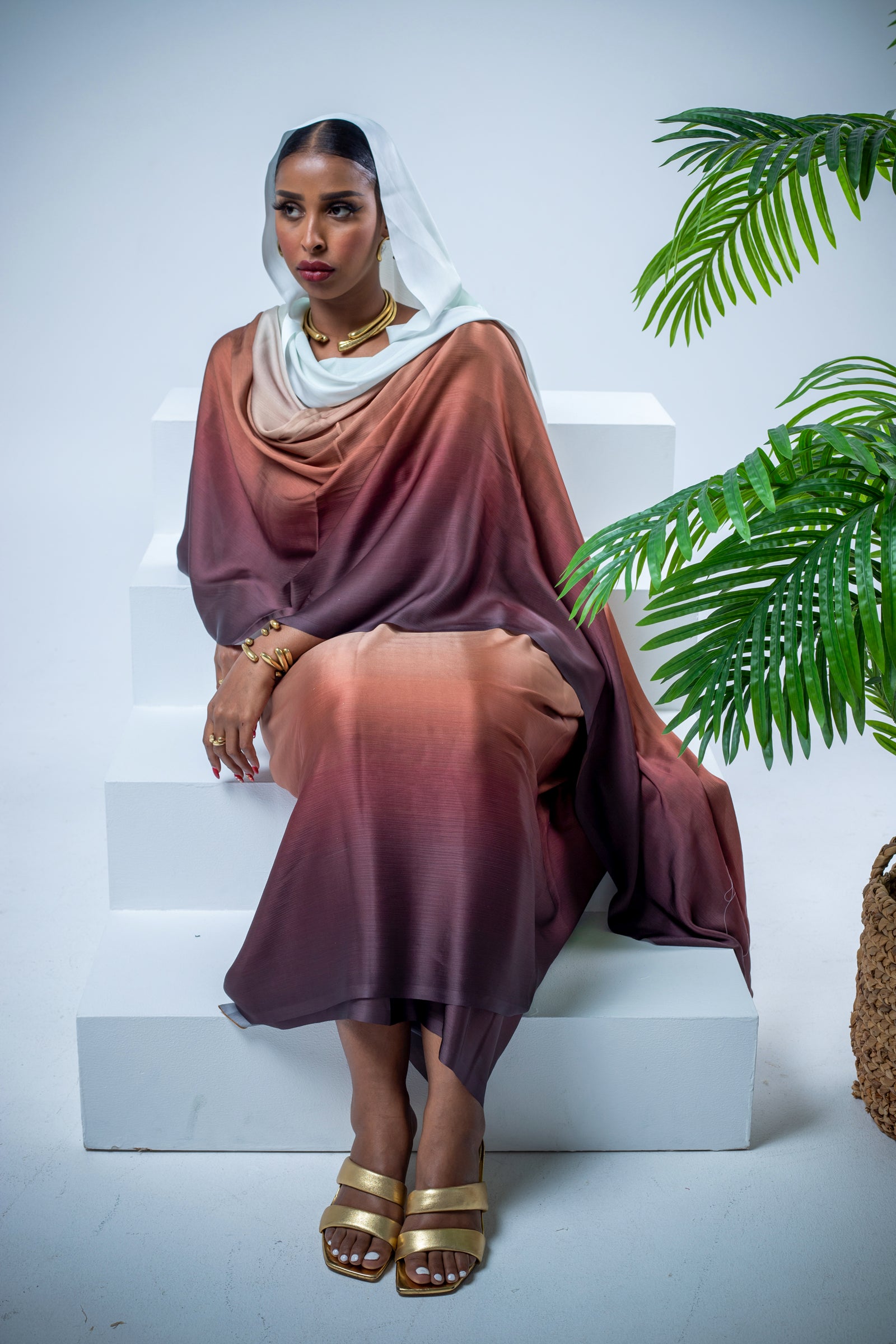 Combo dark ombre satin thoub