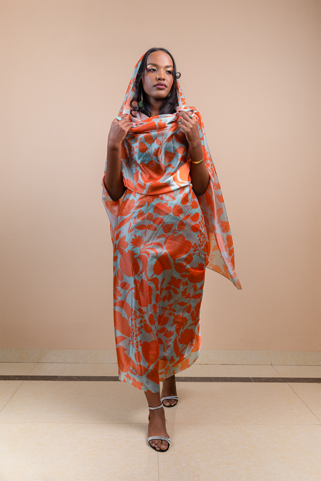 Orange Floral Toub
