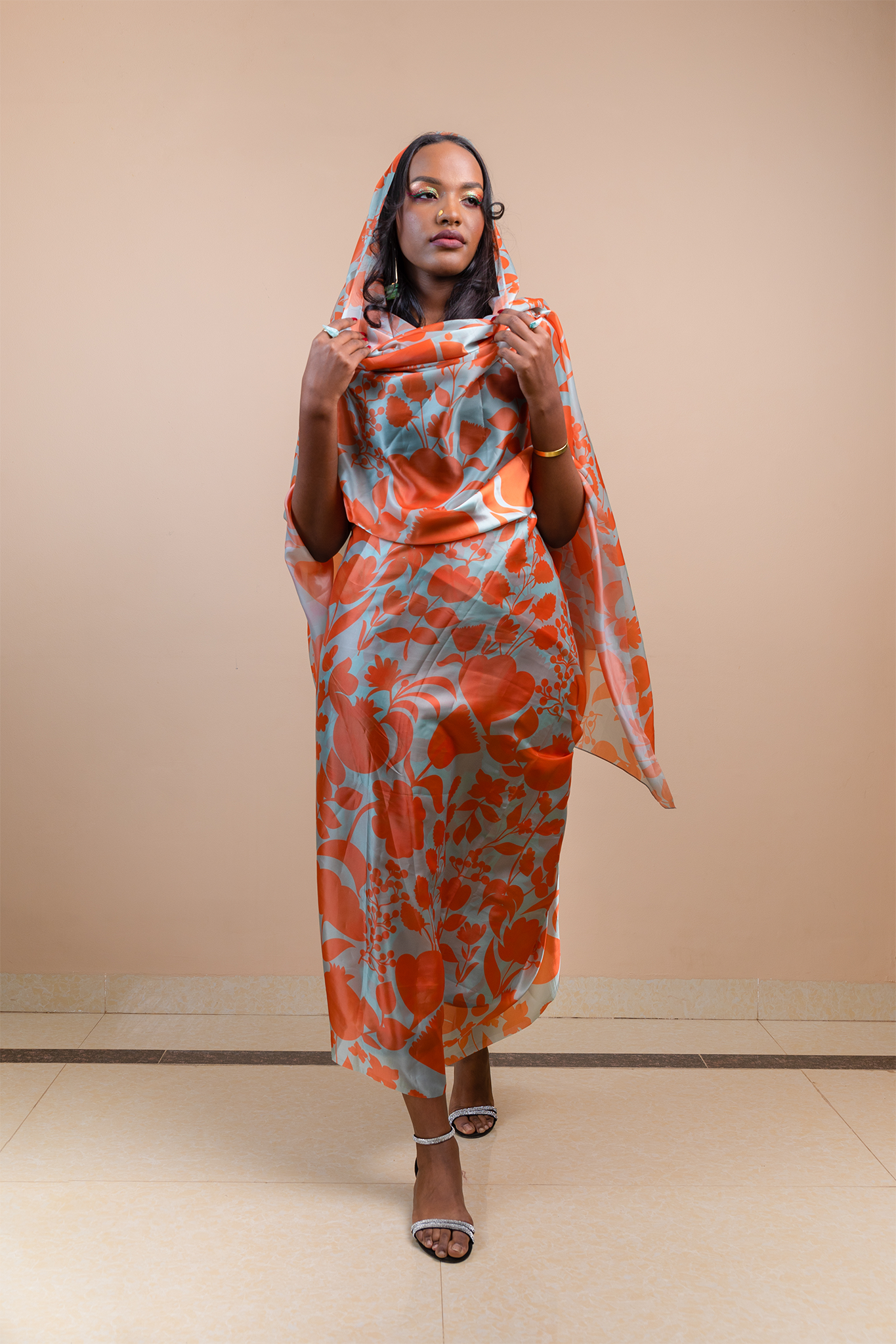 Orange Floral Toub