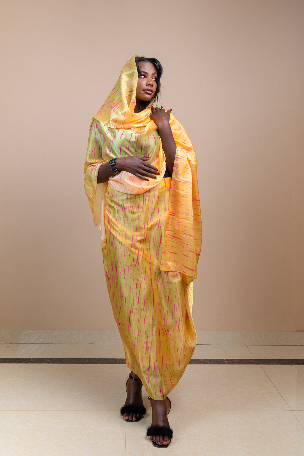 Yellow-Fuchia Stripes Toub